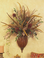 Foxtail Wall Sconce with Pheasant Feathers